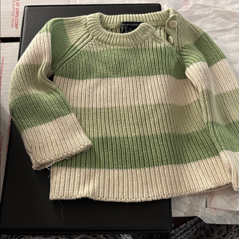 Children’s place Sage and Ivory Striped Sweater 12 months